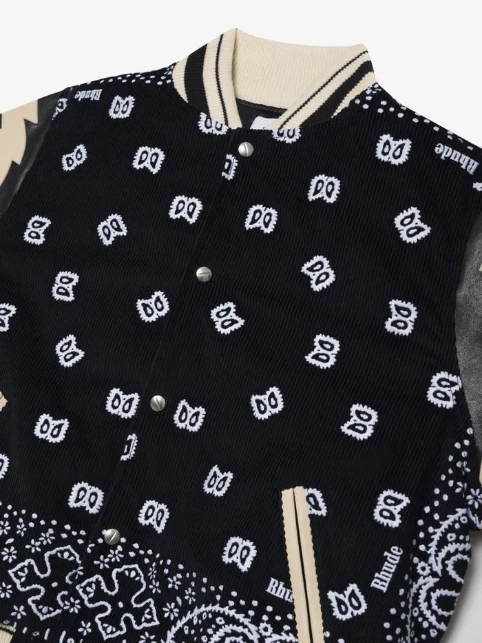 Men Rhude Outerwear BANDANA BOMBER JACKET Blackwhite