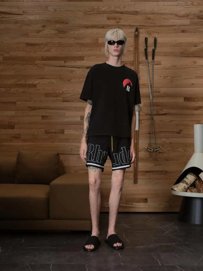 Men Rhude Shorts BASKETBALL SWIM TRUNKS Blackwhite