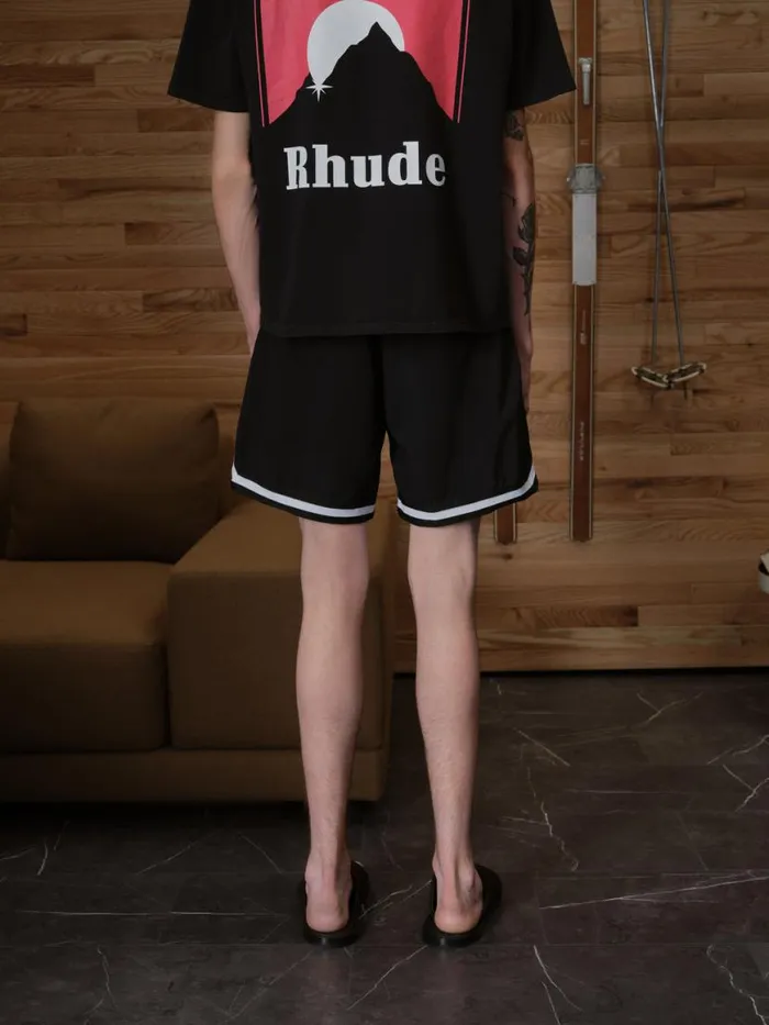 Men Rhude Shorts BASKETBALL SWIM TRUNKS Blackwhite