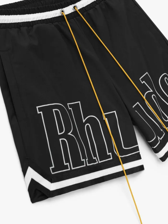 Men Rhude Shorts BASKETBALL SWIM TRUNKS Blackwhite