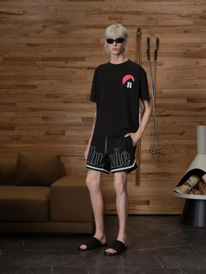 Men Rhude Shorts BASKETBALL SWIM TRUNKS Blackwhite
