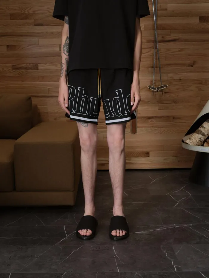 Men Rhude Shorts BASKETBALL SWIM TRUNKS Blackwhite