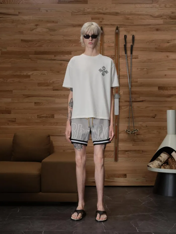 Men Rhude Shorts BASKETBALL SWIM TRUNKS Elephantblackwhite Men Rhude Shorts BASKETBALL SWIM TRUNKS Elephantblackwhite