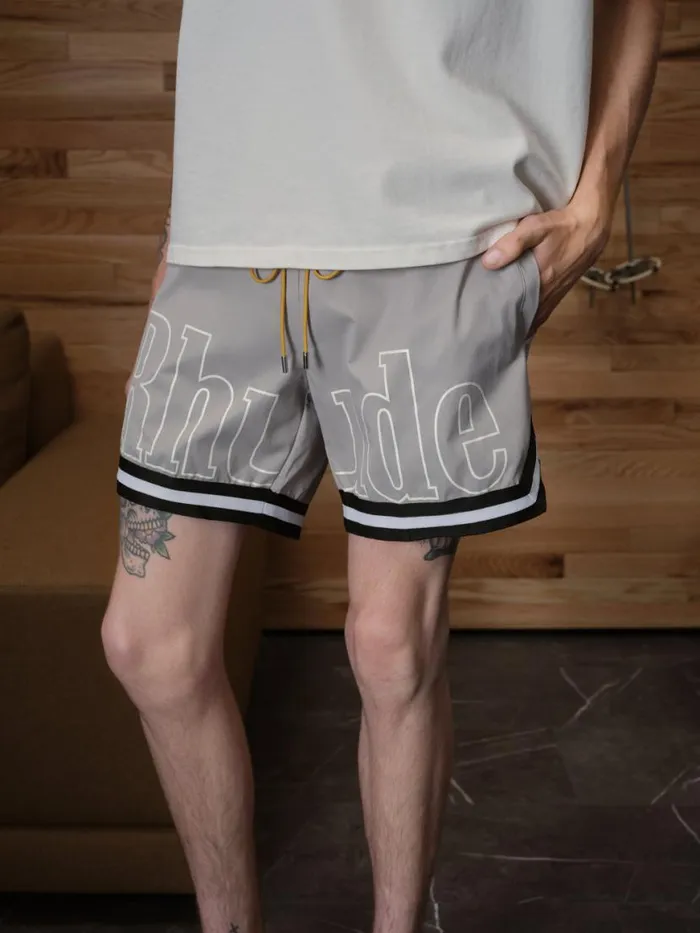 Men Rhude Shorts BASKETBALL SWIM TRUNKS Elephantblackwhite Men Rhude Shorts BASKETBALL SWIM TRUNKS Elephantblackwhite