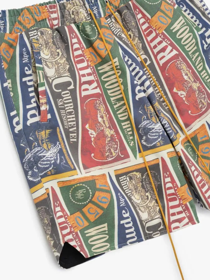 Men Rhude Shorts COLLEGIATE FLAG TWILL SHORT Multi