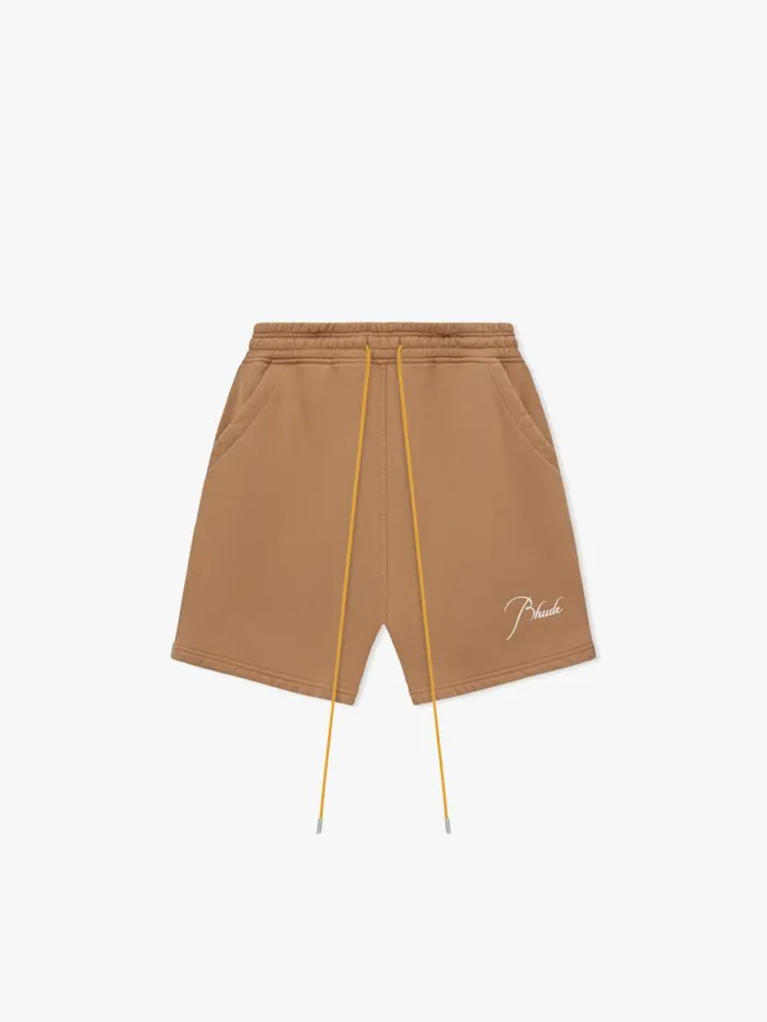 Men Rhude Shorts SWEAT SHORTS Vtg Tan