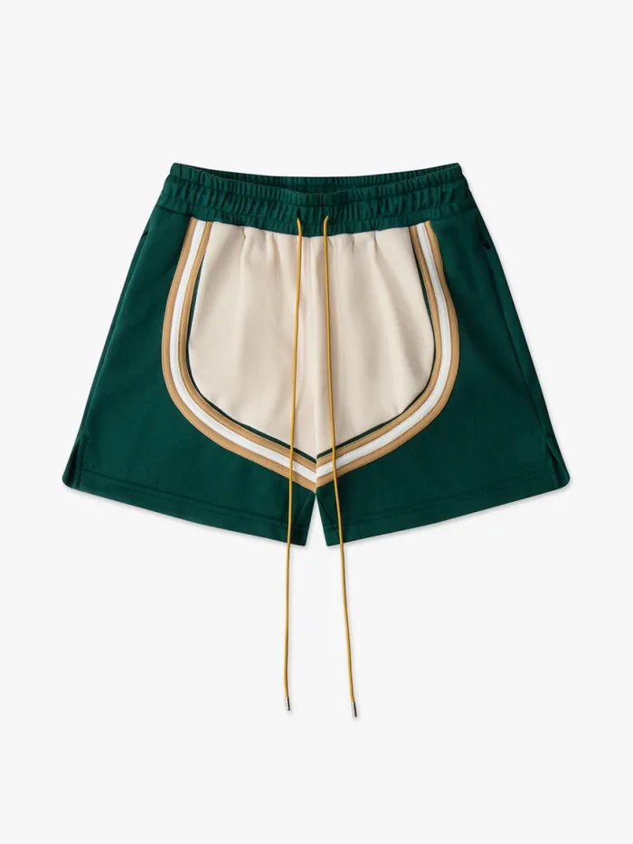 Men Rhude Shorts VEILLE PIQUE TRACK SHORT Hunter Greenwhite