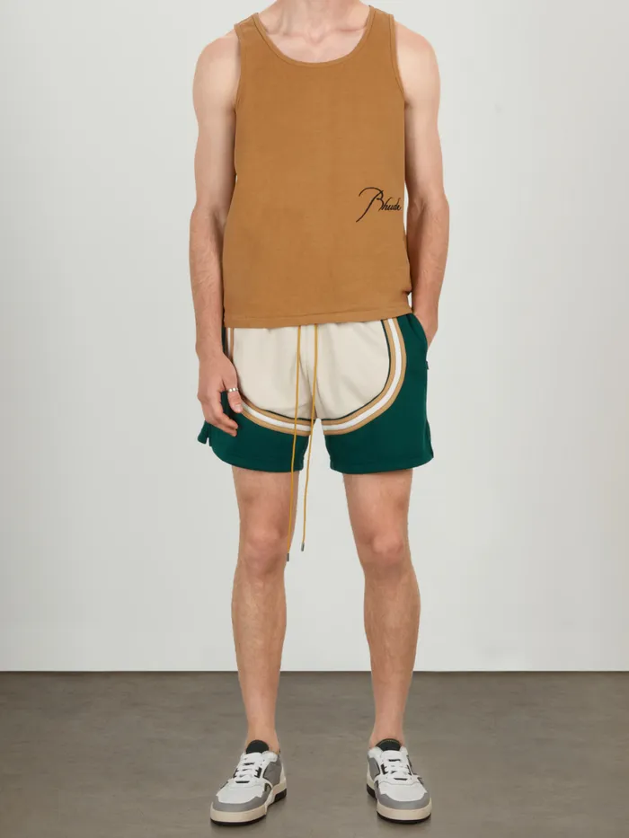 Men Rhude Shorts VEILLE PIQUE TRACK SHORT Hunter Greenwhite