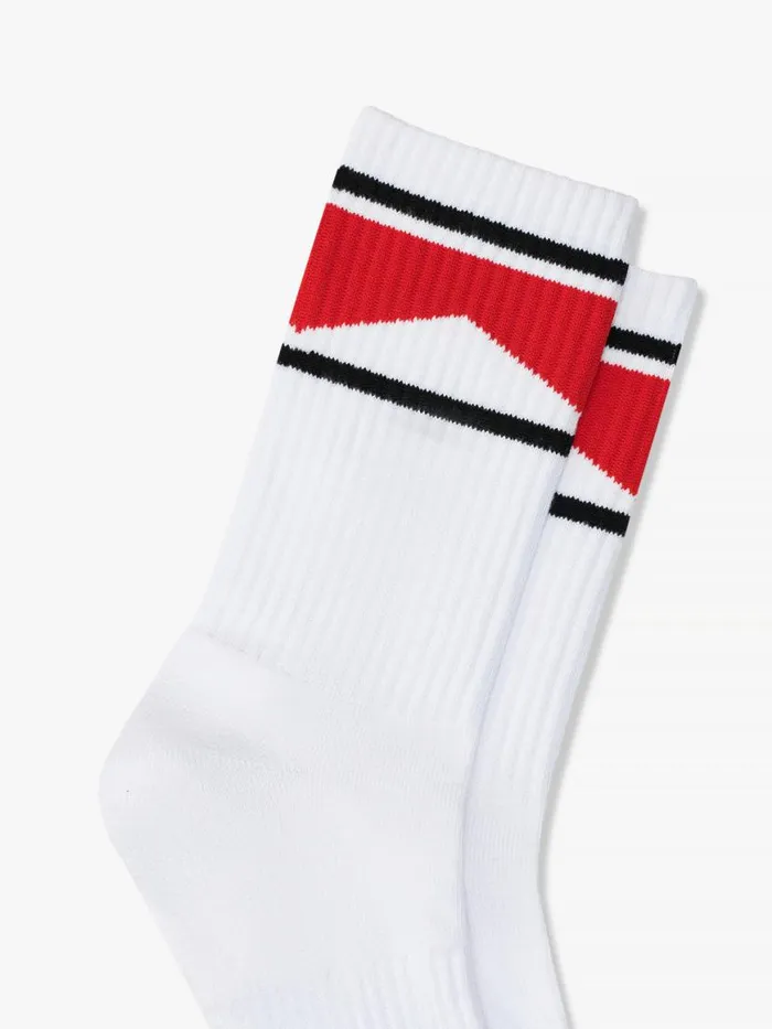 Men Rhude Socks CHEVRON LOGO SOCKS Whiteredblue