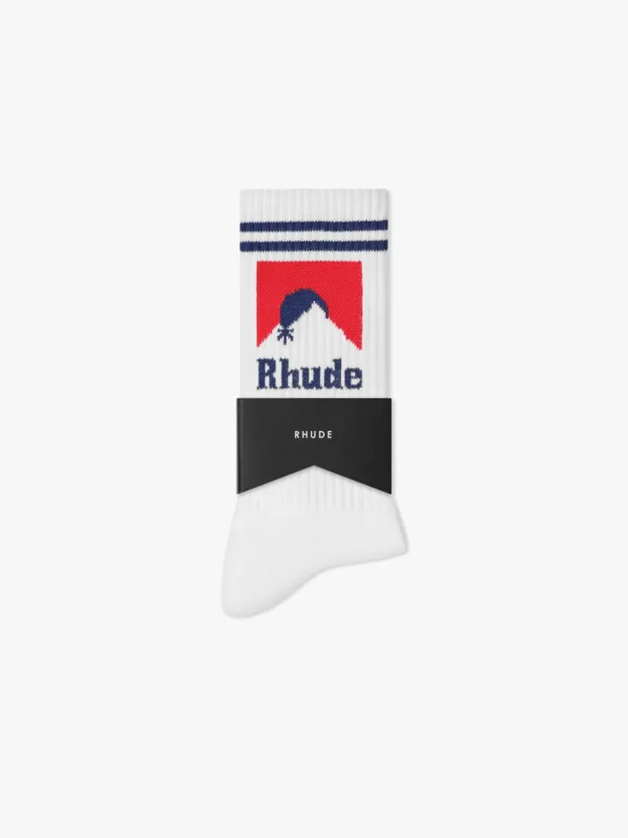 Men Rhude Socks MOONLIGHT SOCK Whiteredblue Men Rhude Socks MOONLIGHT SOCK Whiteredblue
