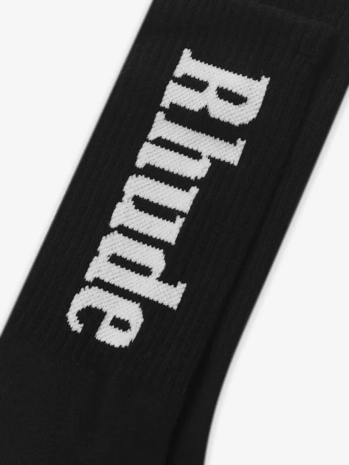 Men Rhude Socks RH VERTICAL LOGO SOCKS Blackwhite