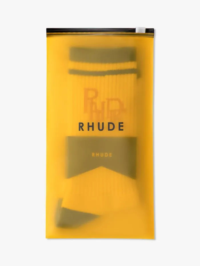 Men Rhude Socks SCRIBBLE LOGO SOCK Whitemidnight Blueyellow Men Rhude Socks SCRIBBLE LOGO SOCK Whitemidnight Blueyellow