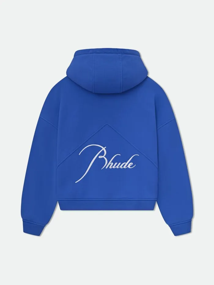 Men Rhude Sweatshirts FULL ZIP HOODIE Cobalt Blue