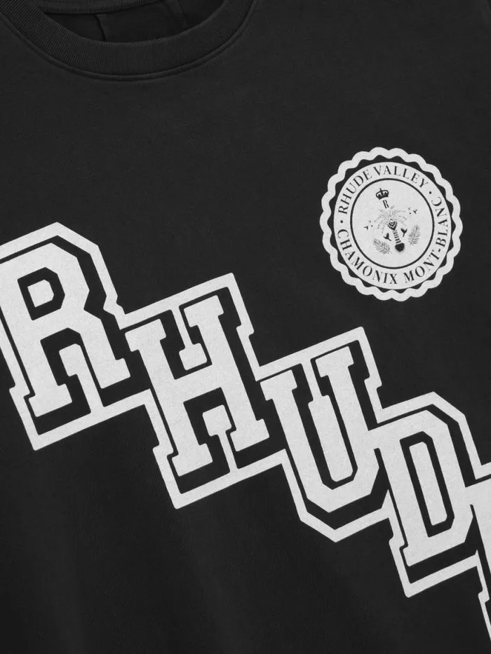 Men Rhude Tees COLLEGIATE CREST TEE Vtg Black
