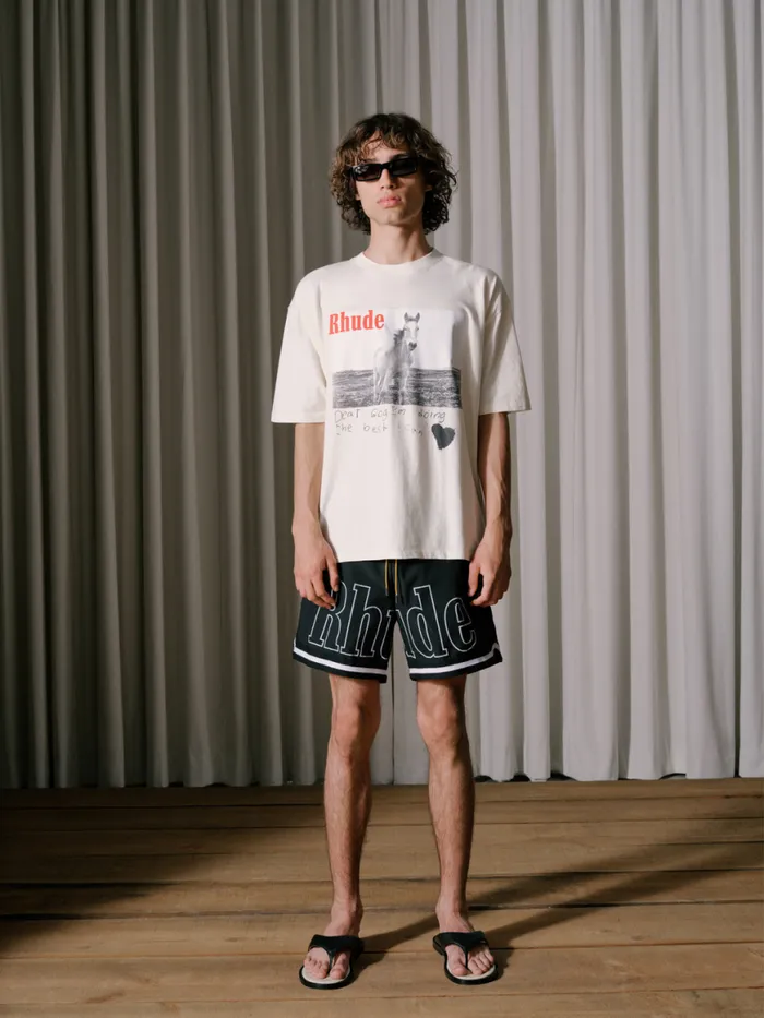 Men Rhude Tees HORSE TEE Vtg White Men Rhude Tees HORSE TEE Vtg White