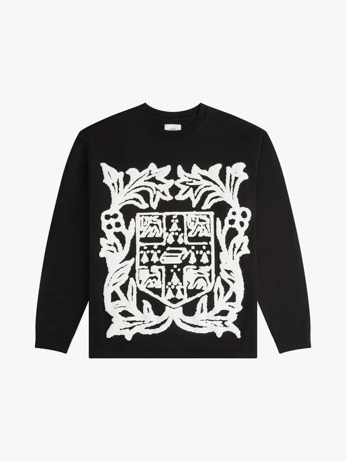 Men Rhude Tees VERITAS CREST LS TEE Vtg Blackwhite