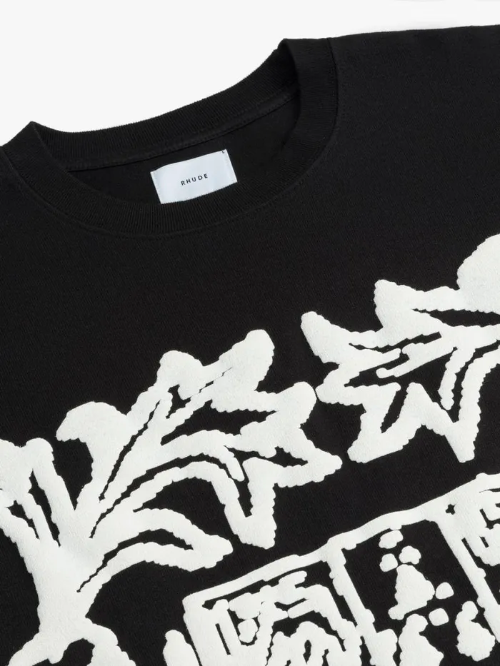 Men Rhude Tees VERITAS CREST LS TEE Vtg Blackwhite