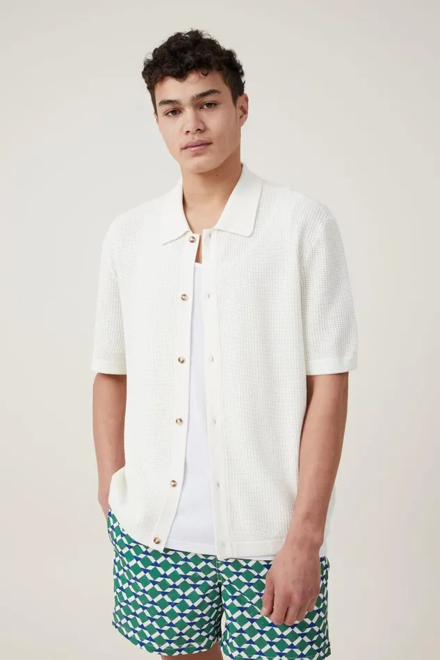Men Shirts and Polos Cotton On Pablo Short Sleeve Shirt Vintage White