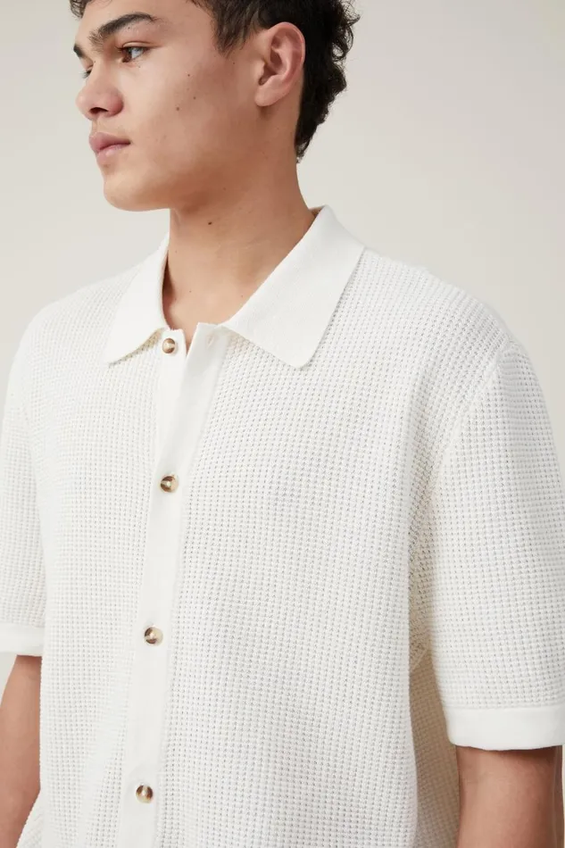 Men Shirts and Polos Cotton On Pablo Short Sleeve Shirt Vintage White