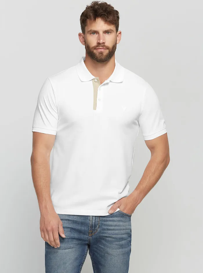 Men Shirts GUESS Eco White Lyle Polo Tshirt