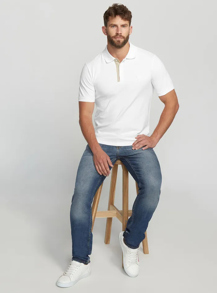 Men Shirts GUESS Eco White Lyle Polo Tshirt