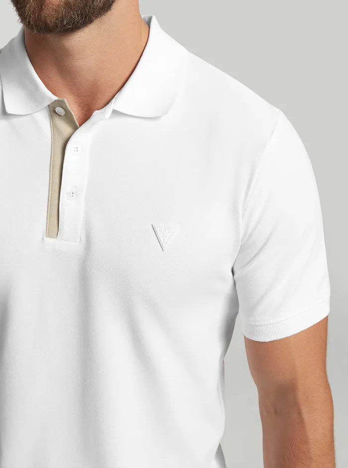Men Shirts GUESS Eco White Lyle Polo Tshirt