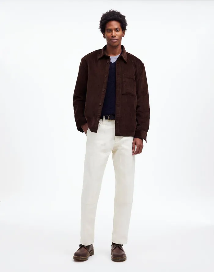 Men Shirts Madewell Corduroy ShirtJacket Dark Carob