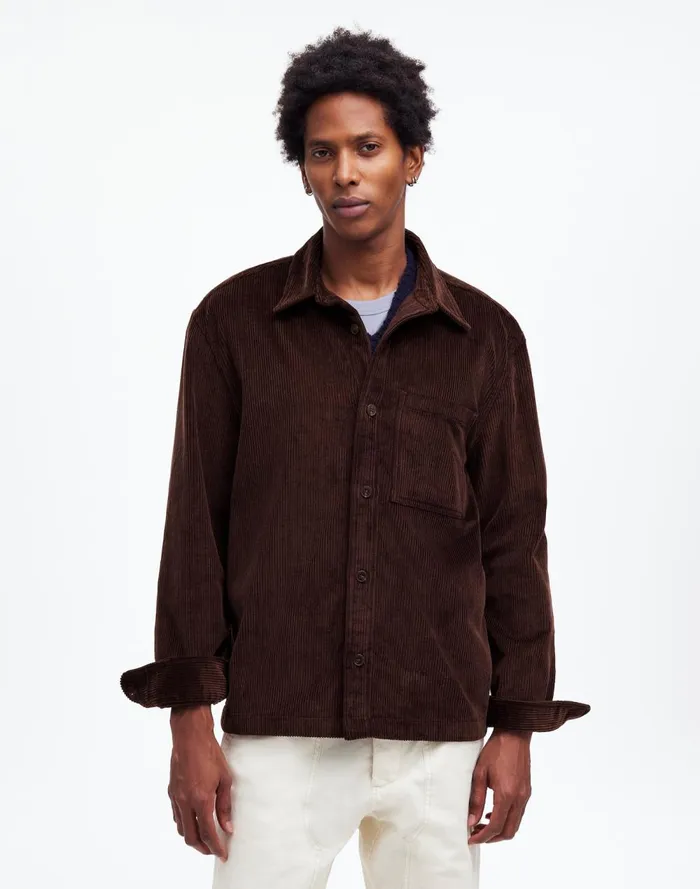 Men Shirts Madewell Corduroy ShirtJacket Dark Carob