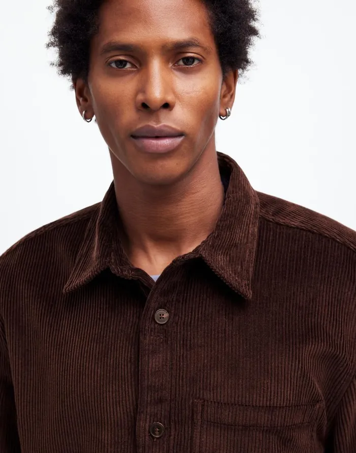 Men Shirts Madewell Corduroy ShirtJacket Dark Carob