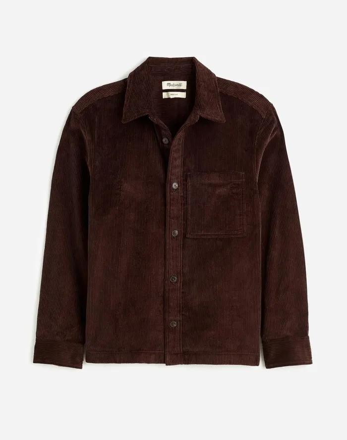 Men Shirts Madewell Corduroy ShirtJacket Dark Carob
