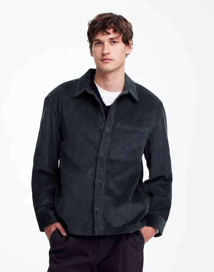 Men Shirts Madewell Corduroy ShirtJacket Midnight Forest