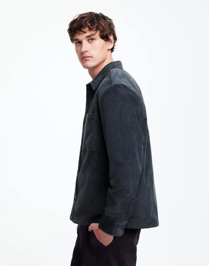 Men Shirts Madewell Corduroy ShirtJacket Midnight Forest