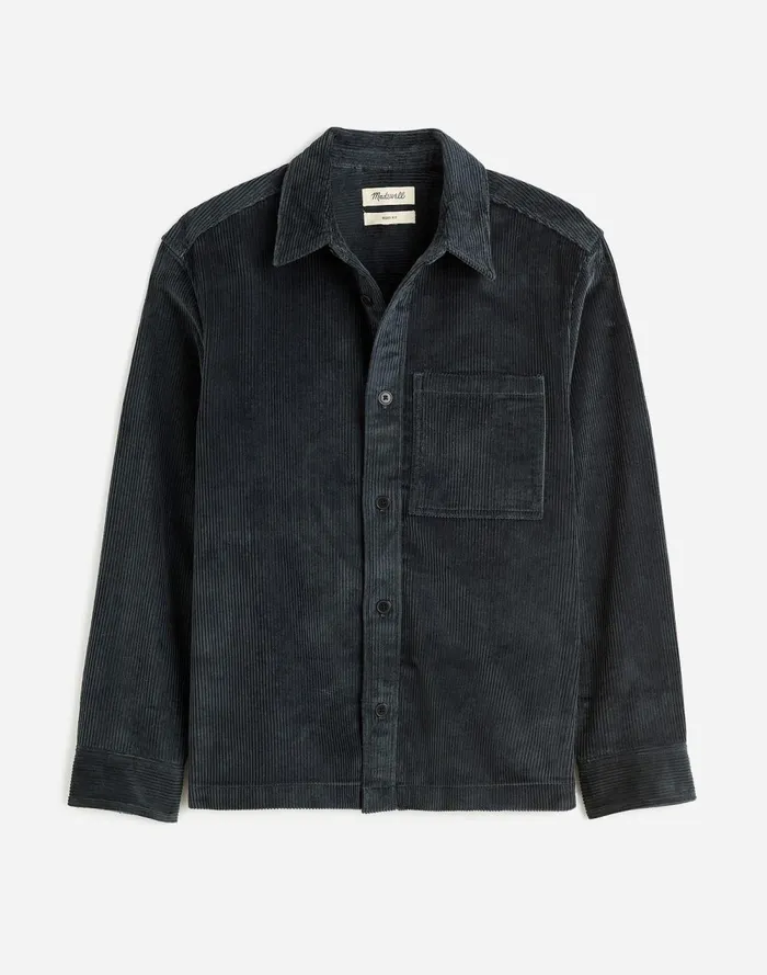 Men Shirts Madewell Corduroy ShirtJacket Midnight Forest