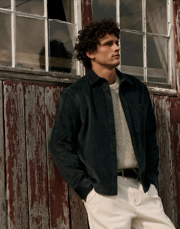 Men Shirts Madewell Corduroy ShirtJacket Midnight Forest