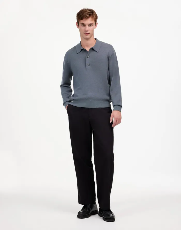 Men Shirts Madewell MilanoKnit Sweater Polo Shirt In Merino Wool Dark Grey
