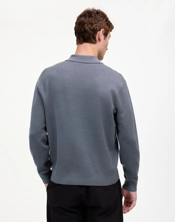 Men Shirts Madewell MilanoKnit Sweater Polo Shirt In Merino Wool Dark Grey