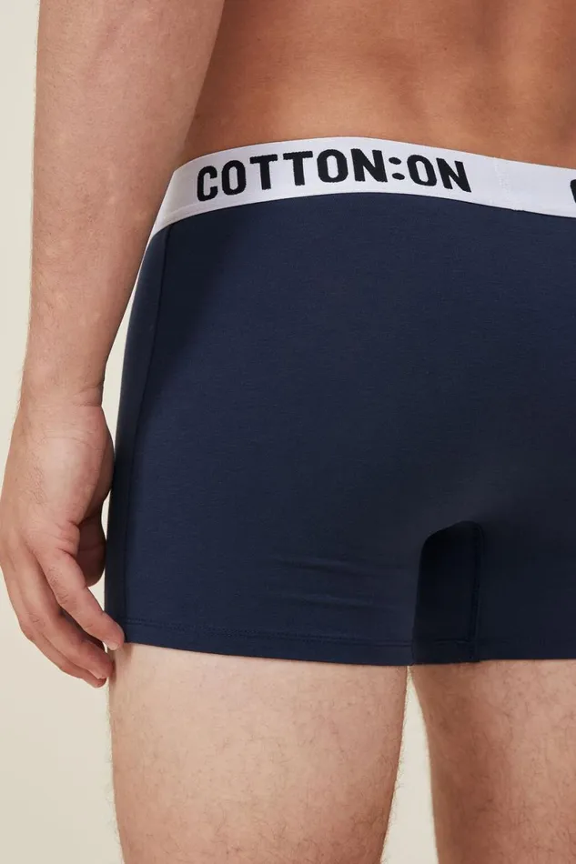 Men Socks and Underwear Cotton On Organic Cotton Trunks True Navywhiteblack