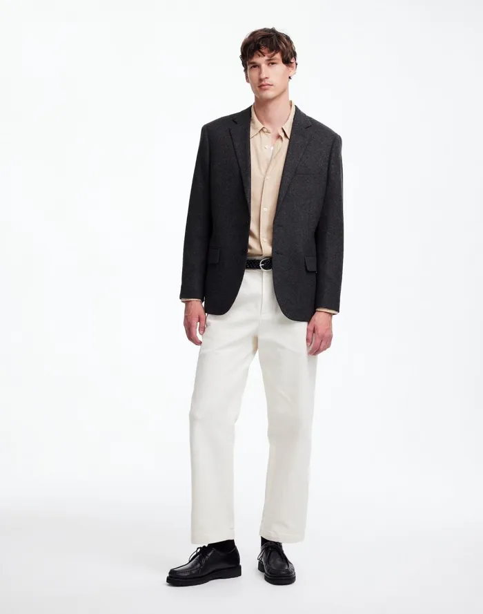 Men Suiting Madewell The Roebling TwoButton Blazer In Italian Fabric Hthr Charcoal