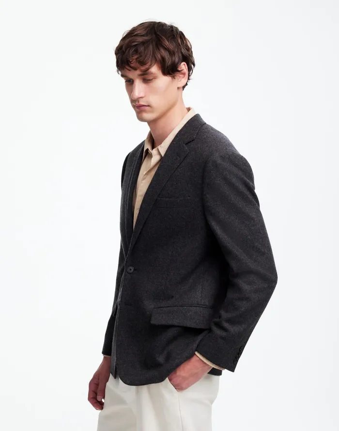 Men Suiting Madewell The Roebling TwoButton Blazer In Italian Fabric Hthr Charcoal