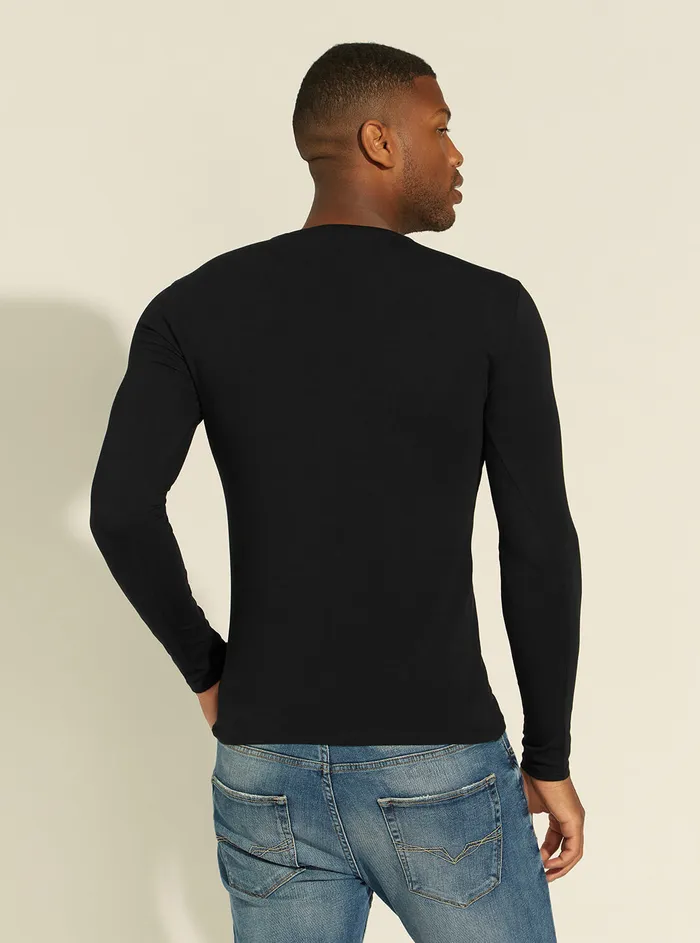 Men Sweaters and Knits GUESS Black Super Slim Long Sleeve Tshirt Men Sweaters and Knits GUESS Black Super Slim Long Sleeve Tshirt