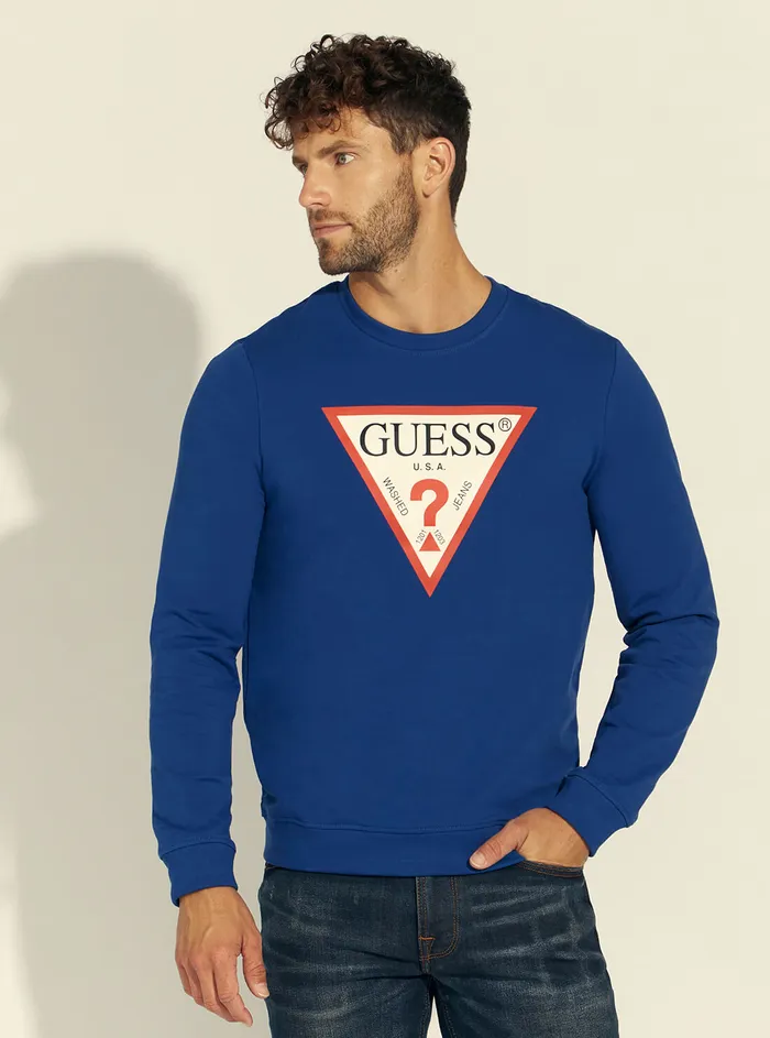 Men Sweaters and Knits GUESS Dark Blue Audley Fleece Jumper