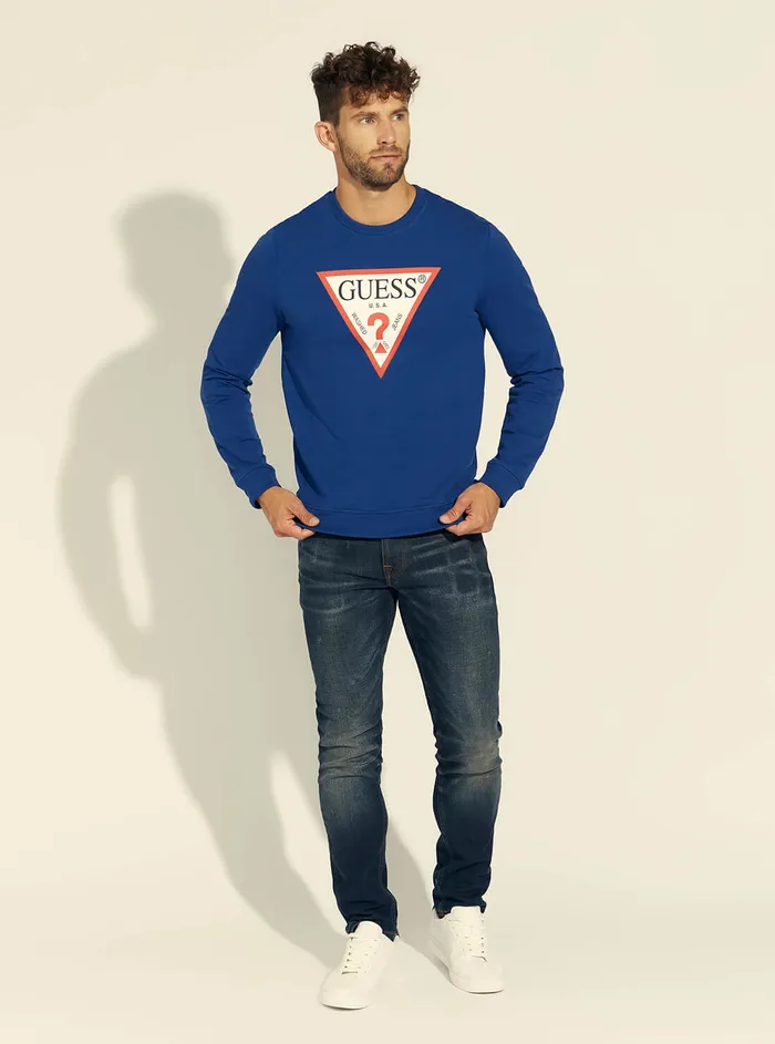 Men Sweaters and Knits GUESS Dark Blue Audley Fleece Jumper