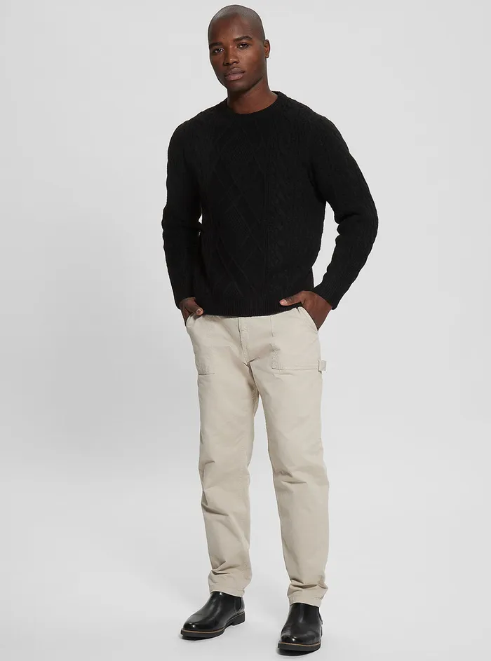 Men Sweaters and Knits GUESS Eco Black Cable Knit Jumper Men Sweaters and Knits GUESS Eco Black Cable Knit Jumper