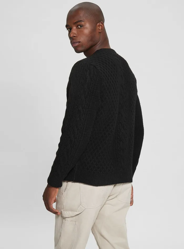 Men Sweaters and Knits GUESS Eco Black Cable Knit Jumper Men Sweaters and Knits GUESS Eco Black Cable Knit Jumper