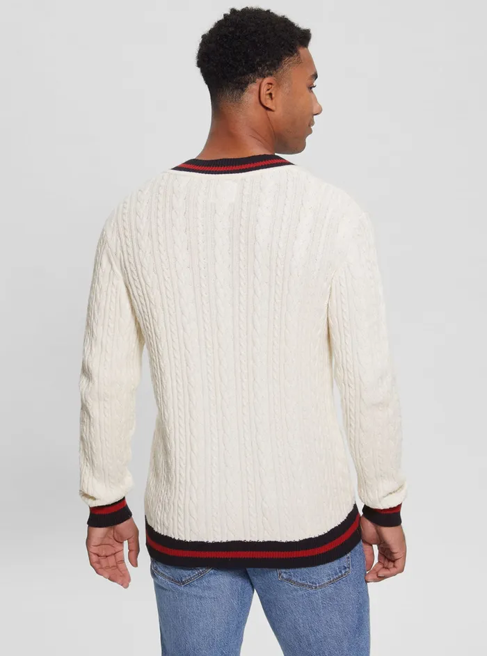 Men Sweaters and Knits GUESS White Roderic Rowing Knit Top
