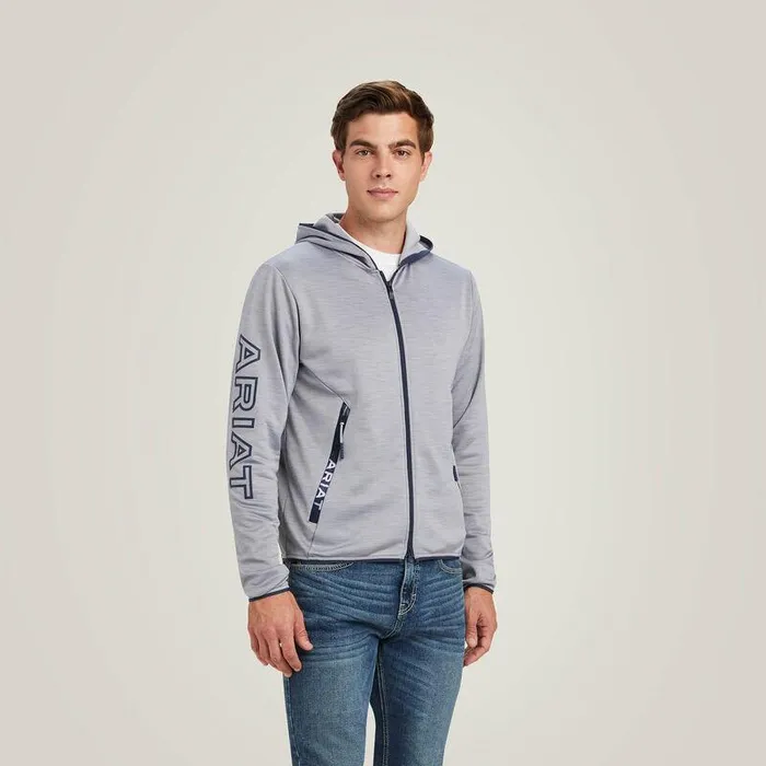 Men Sweatshirts and Hoodies Ariat Byron Full Zip Hoodie Heather Grey