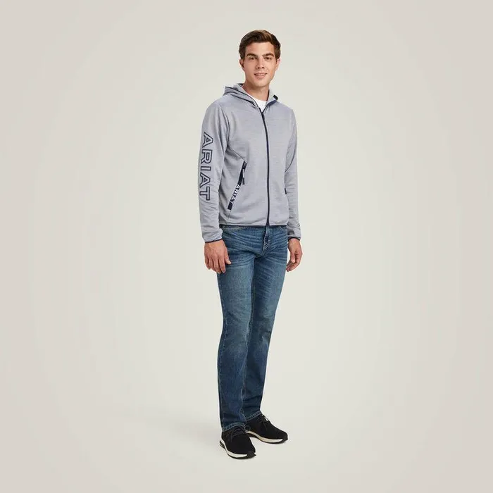 Men Sweatshirts and Hoodies Ariat Byron Full Zip Hoodie Heather Grey