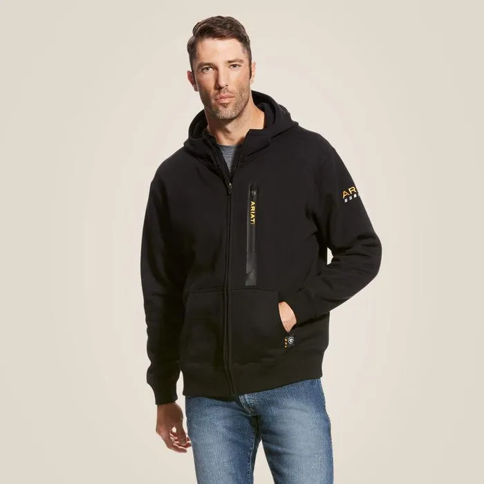 Men Sweatshirts and Hoodies Ariat Rebar Workman Full Zip Hoodie Black