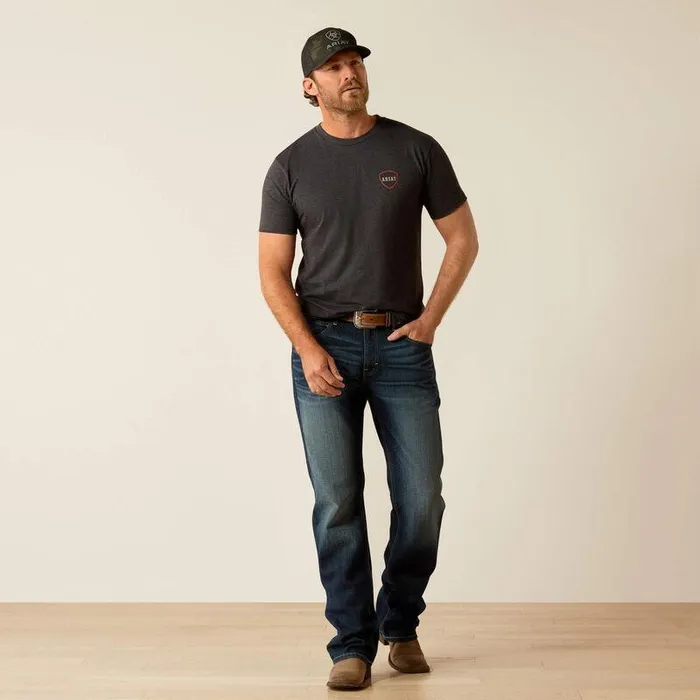 Men TShirts and Polos Ariat Ariat Barbed Flag TShirt Charcoal Heather