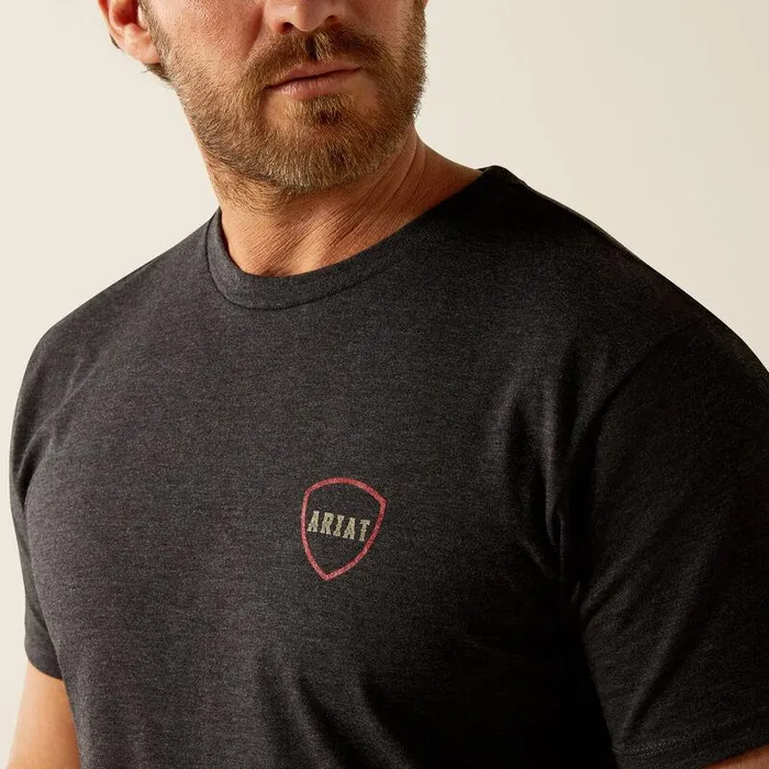 Men TShirts and Polos Ariat Ariat Barbed Flag TShirt Charcoal Heather